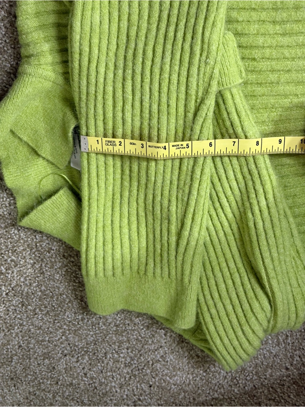 Zara Lime Green Ribbed V-Neck Sweater with Polo Collar - Picture 11 of 11